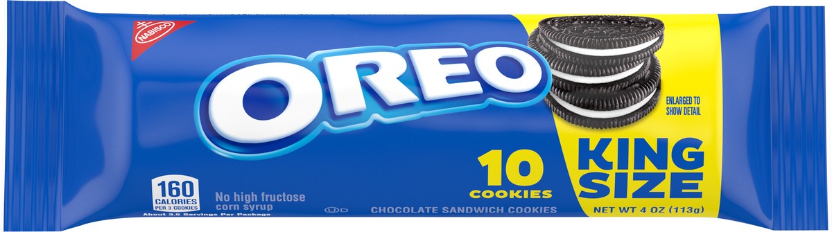 slide 9 of 9, OREO Chocolate Sandwich Cookies, King Size, 4 oz Snack Pack (10 Cookies Per Pack), 4 oz