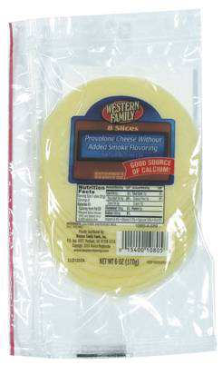 slide 1 of 1, Western Family Provolone Cheese Slices, 6 oz