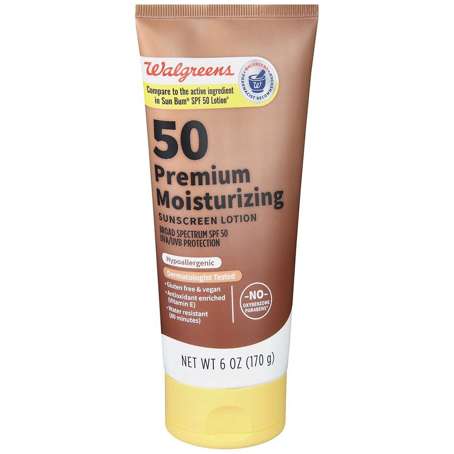 slide 1 of 5, Walgreens 50 Premium Moisturizing Sunscreen Lotion, 6 oz