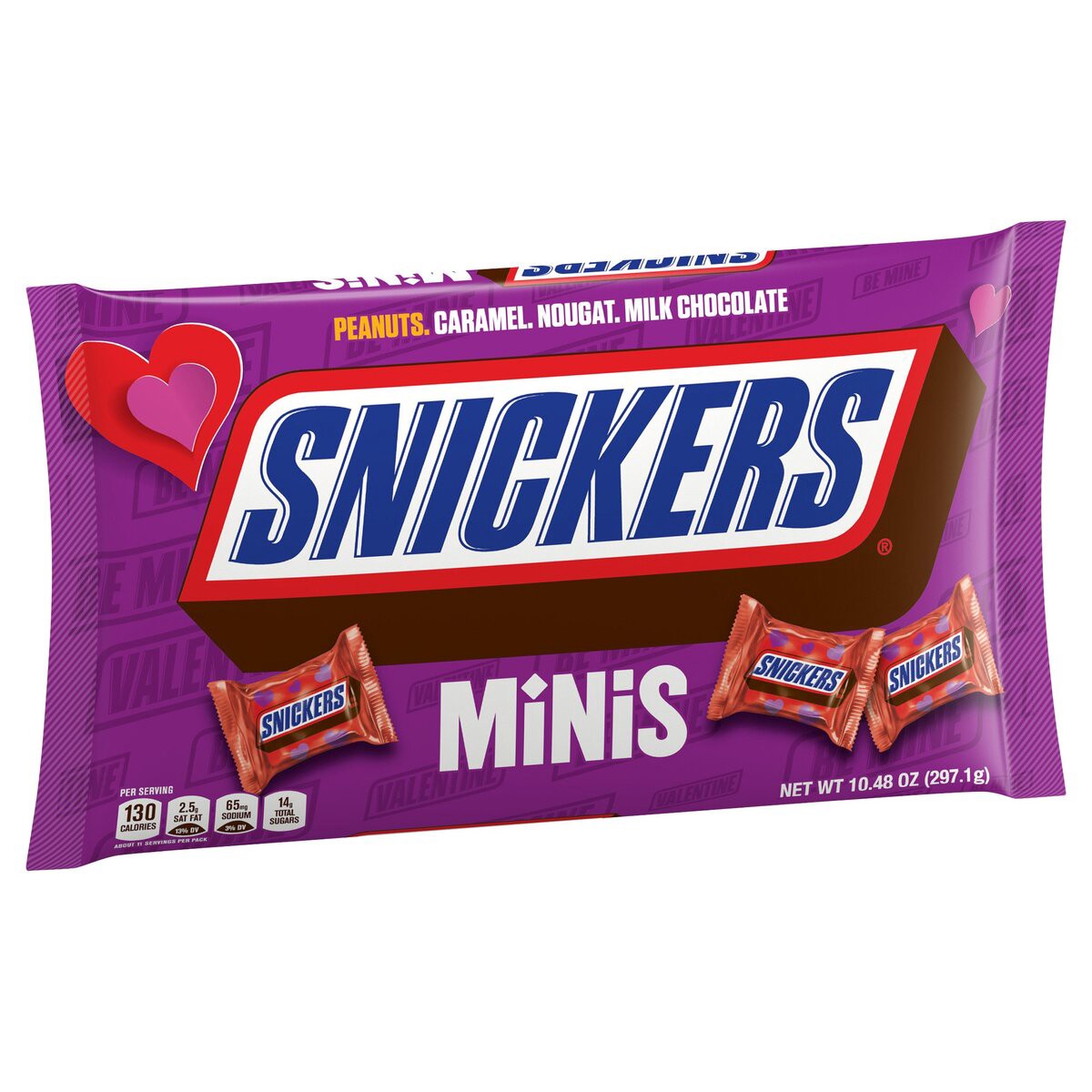 slide 4 of 8, SNICKERS Minis Valentine's Day Chocolate Candy Bars, 10.48 Oz Bag 8 oz, 10.48 oz