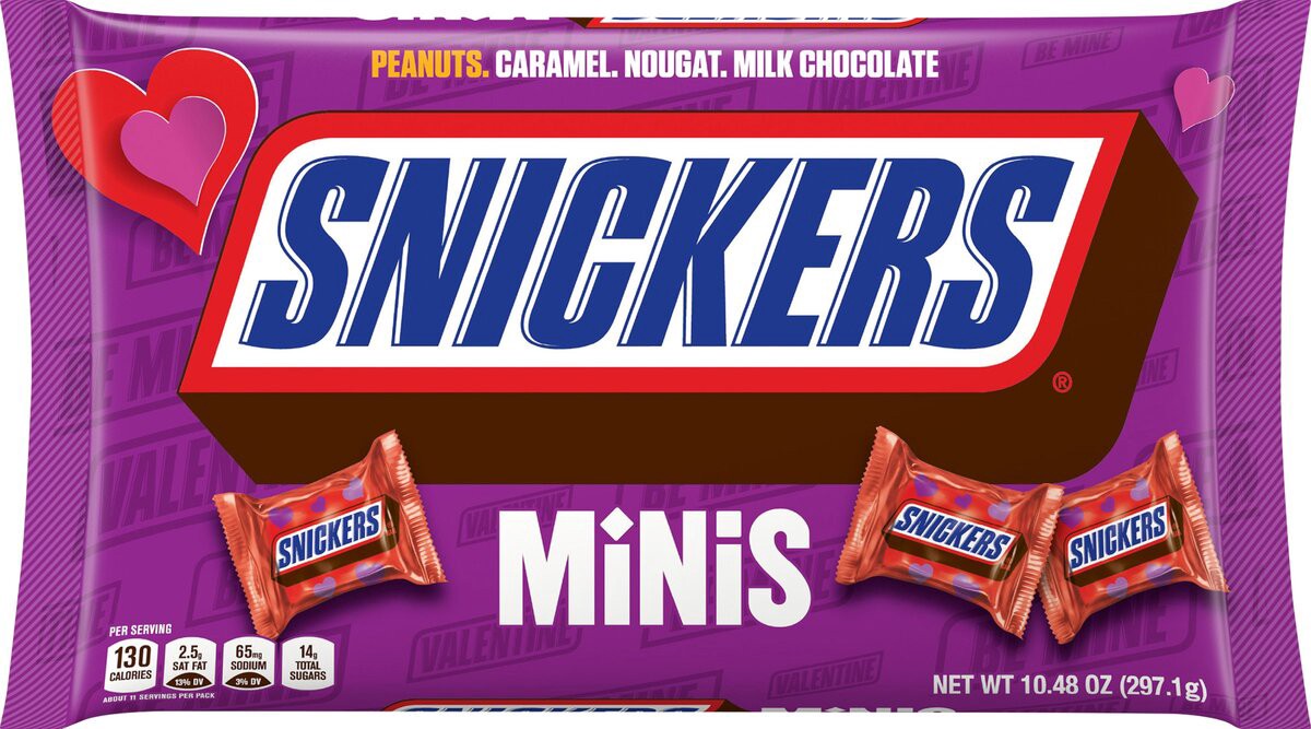 slide 8 of 8, SNICKERS Minis Valentine's Day Chocolate Candy Bars, 10.48 Oz Bag 8 oz, 10.48 oz