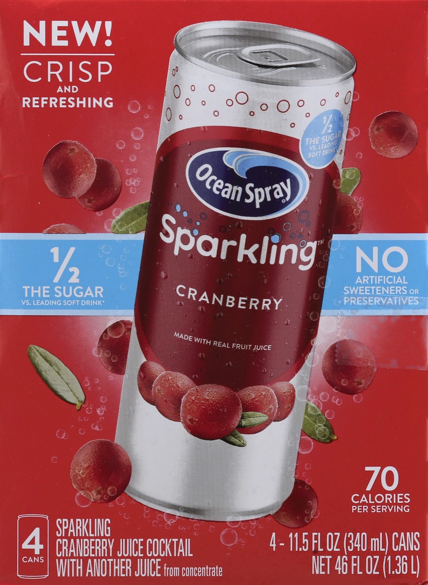 slide 6 of 9, Ocean Spray Sparkling Juice Cocktail Cranberry - 4-11.5 Fl. Oz., 4 ct; 11.5 fl oz