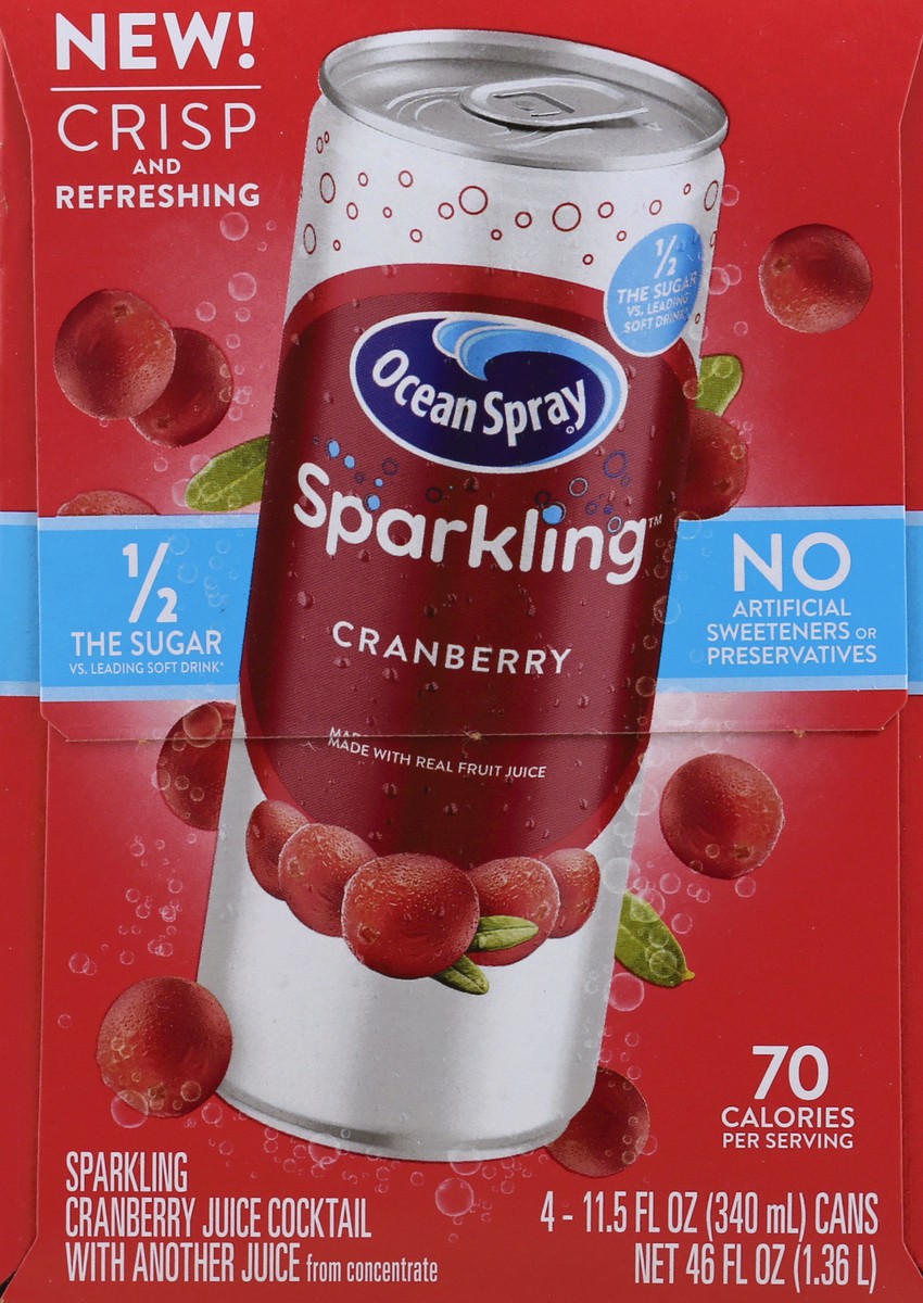 slide 7 of 9, Ocean Spray Sparkling Juice Cocktail Cranberry - 4-11.5 Fl. Oz., 4 ct; 11.5 fl oz