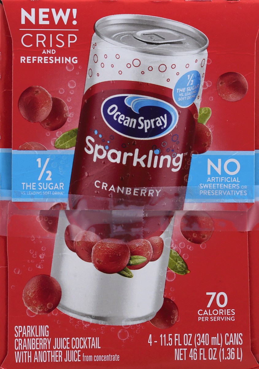 slide 8 of 9, Ocean Spray Sparkling Juice Cocktail Cranberry - 4-11.5 Fl. Oz., 4 ct; 11.5 fl oz