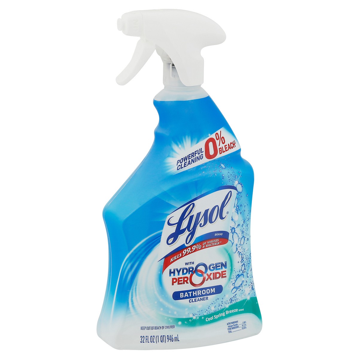 slide 8 of 9, Lysol Bathroom Cleaner Spray, For Cleaning and Disinfecting, Bleach Free (Contains Hydrogen Peroxide), Cool Spring Breeze Scent, 32oz, 32 oz