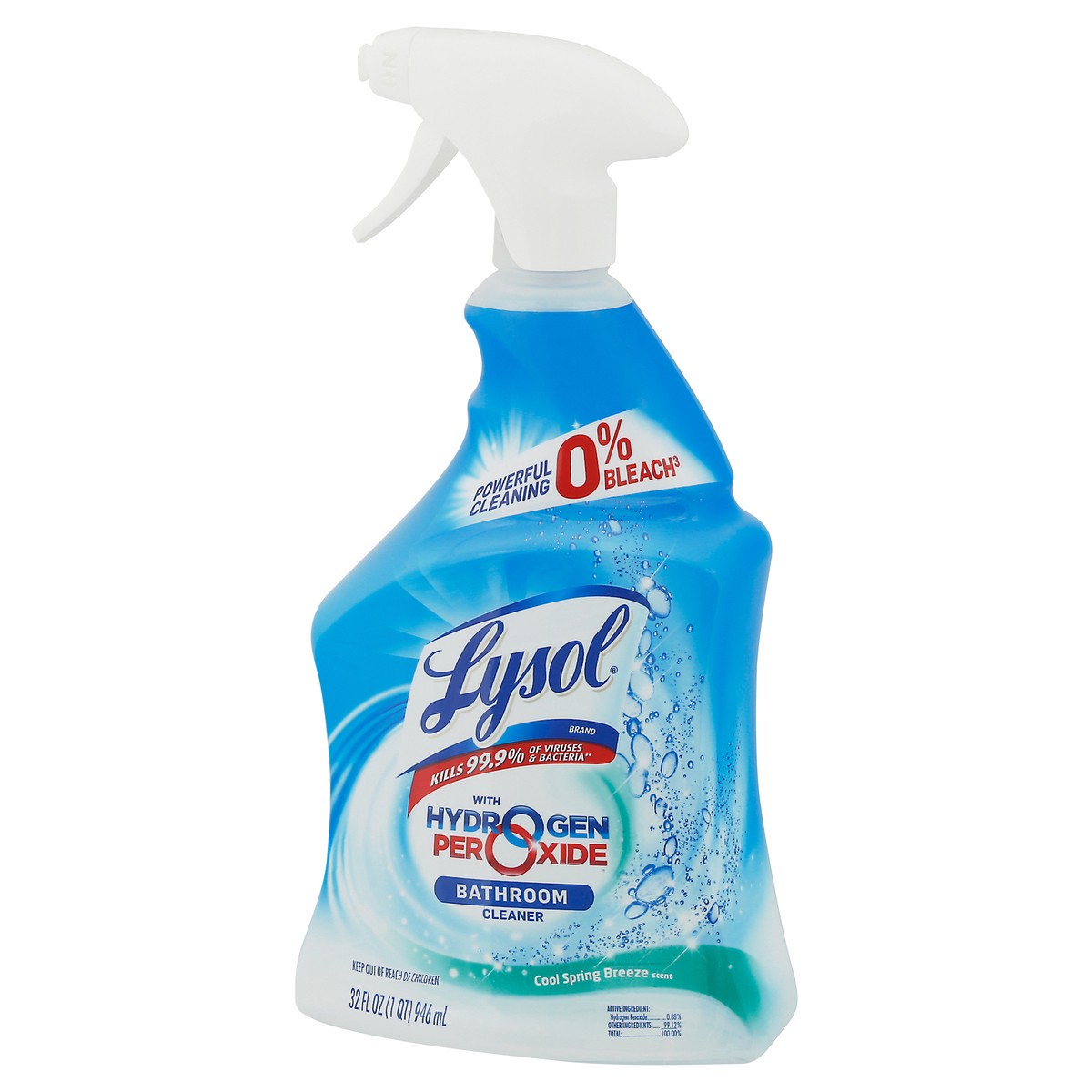 slide 4 of 9, Lysol Bathroom Cleaner Spray, For Cleaning and Disinfecting, Bleach Free (Contains Hydrogen Peroxide), Cool Spring Breeze Scent, 32oz, 32 oz