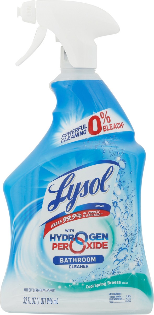 slide 3 of 9, Lysol Bathroom Cleaner Spray, For Cleaning and Disinfecting, Bleach Free (Contains Hydrogen Peroxide), Cool Spring Breeze Scent, 32oz, 32 oz