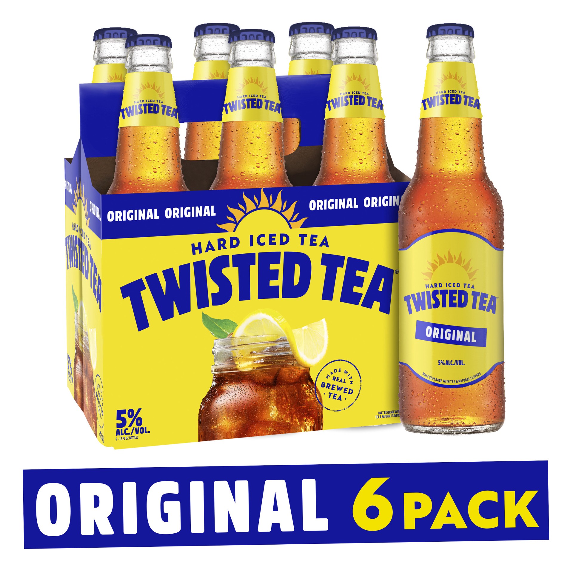 slide 1 of 7, Twisted Tea Original, Hard Iced Tea (12 fl. oz. Bottle, 6pk.), 6 ct; 12 oz