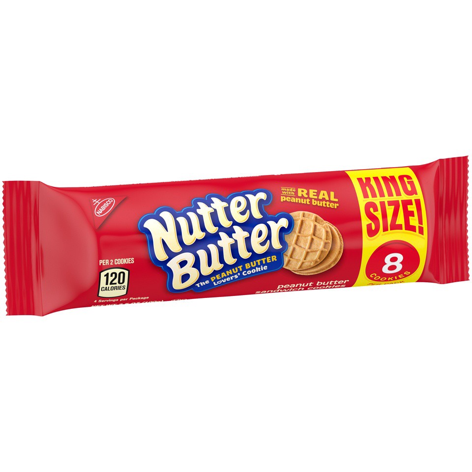 slide 3 of 7, Nutter Butter Peanut Butter Sandwich Cookies, King Size, 3.5 oz, 3.5 oz