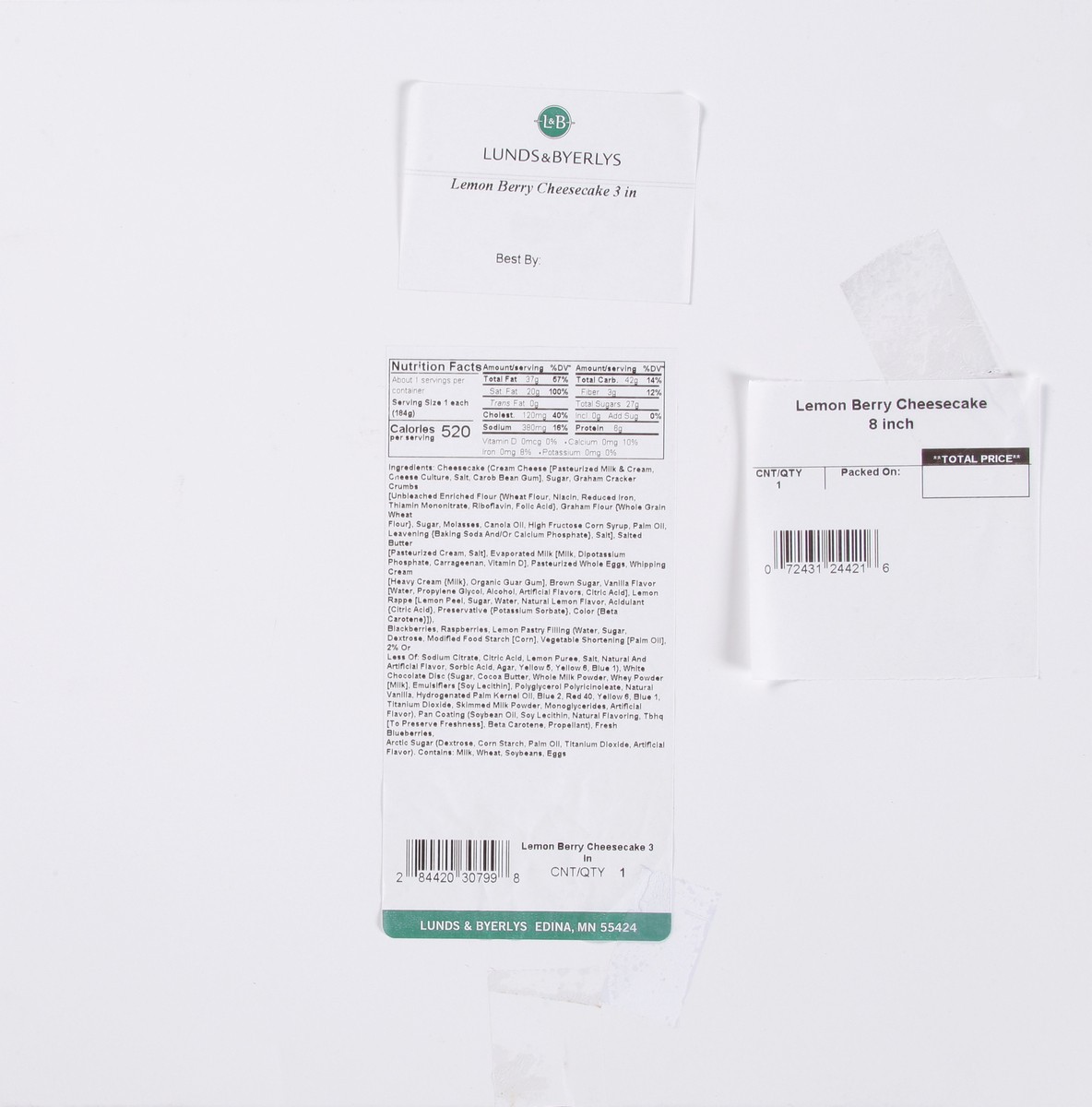 slide 3 of 9, Lunds & Byerlys 8 Inch Lemon Berry Cheesecake 1 ea, 1 ct