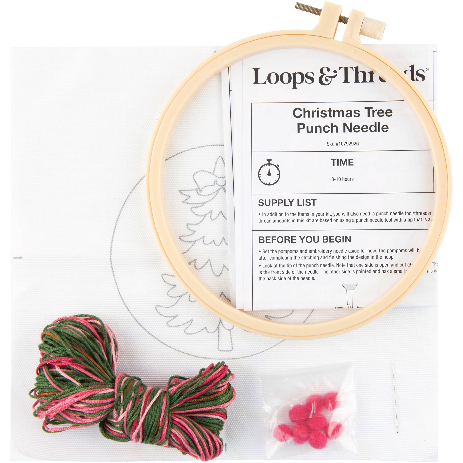 slide 3 of 3, 6" Holiday Tree Punch Needle Kit By Loops & Threads, 6 in