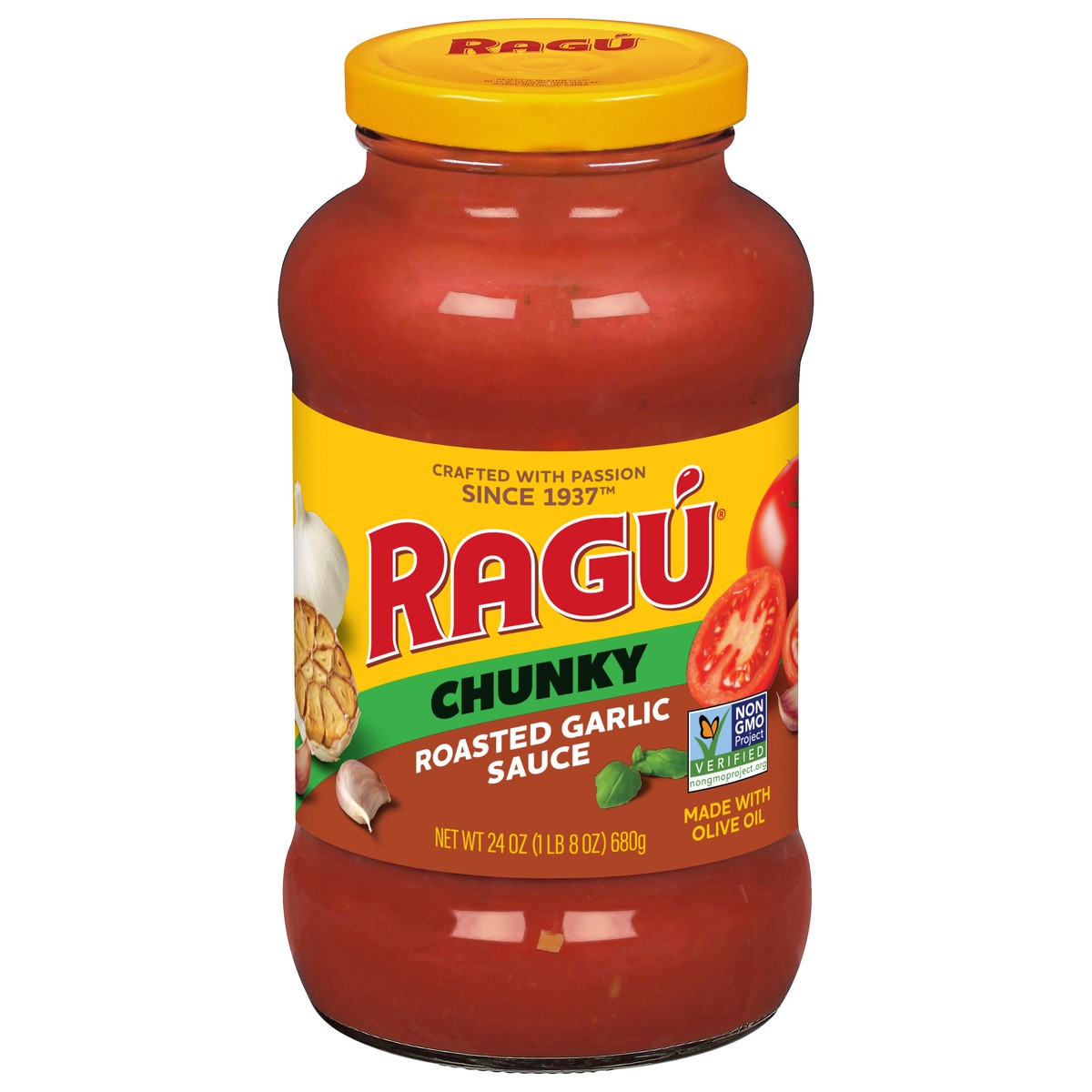 slide 1 of 9, Ragu Garlic Spaghetti Sauce, 24 oz