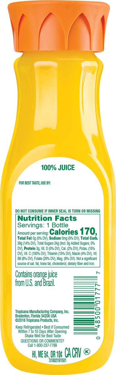 slide 3 of 7, Tropicana Pure Premium 100% Orange Juice Some Pulp 12 Fl Oz, 