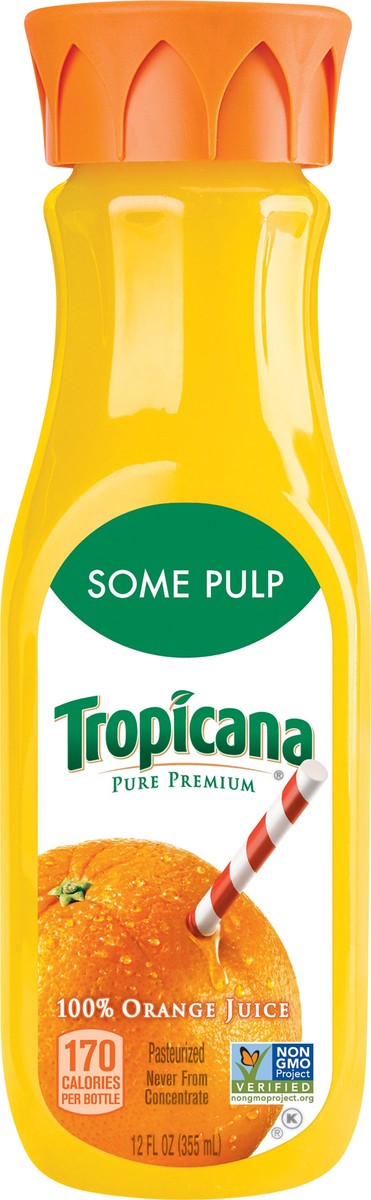 slide 4 of 7, Tropicana Pure Premium 100% Orange Juice Some Pulp 12 Fl Oz, 