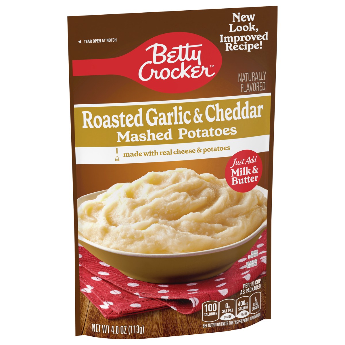 slide 6 of 9, Betty Crocker Roasted Garlic & Cheddar Mashed Potatoes, 4 oz., 4 oz
