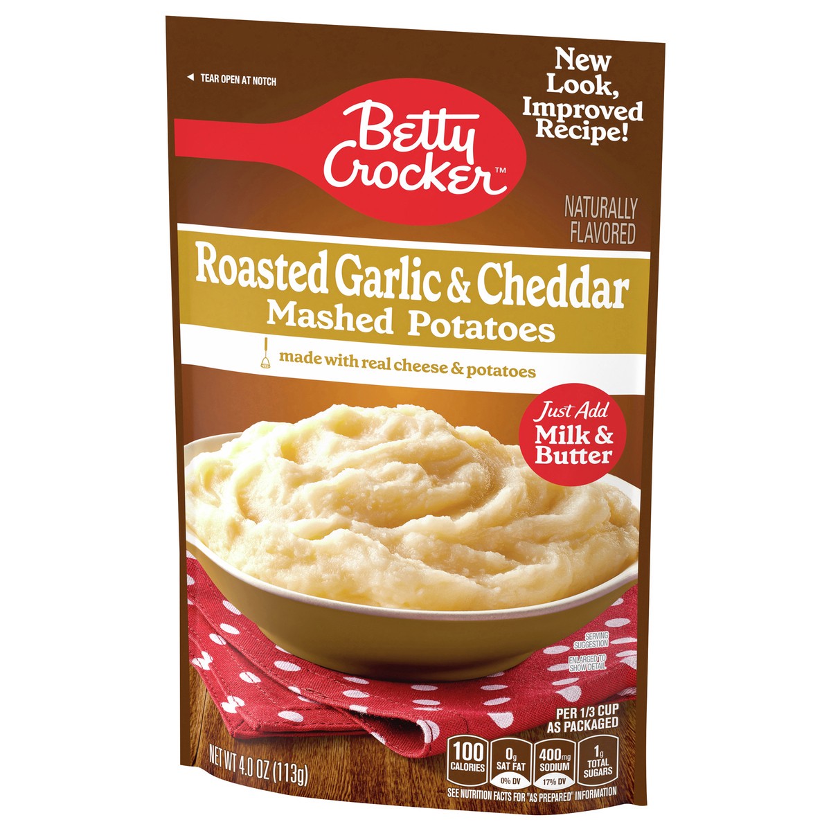 slide 8 of 9, Betty Crocker Roasted Garlic & Cheddar Mashed Potatoes, 4 oz., 4 oz