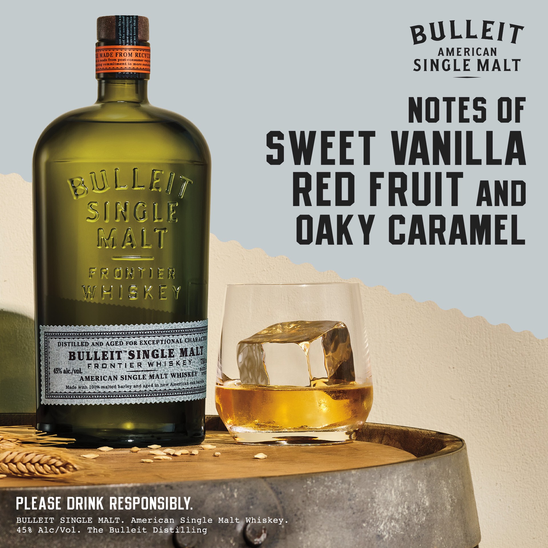 slide 5 of 5, Bulleit American Single Malt Whiskey, 750 mL, 750 ml