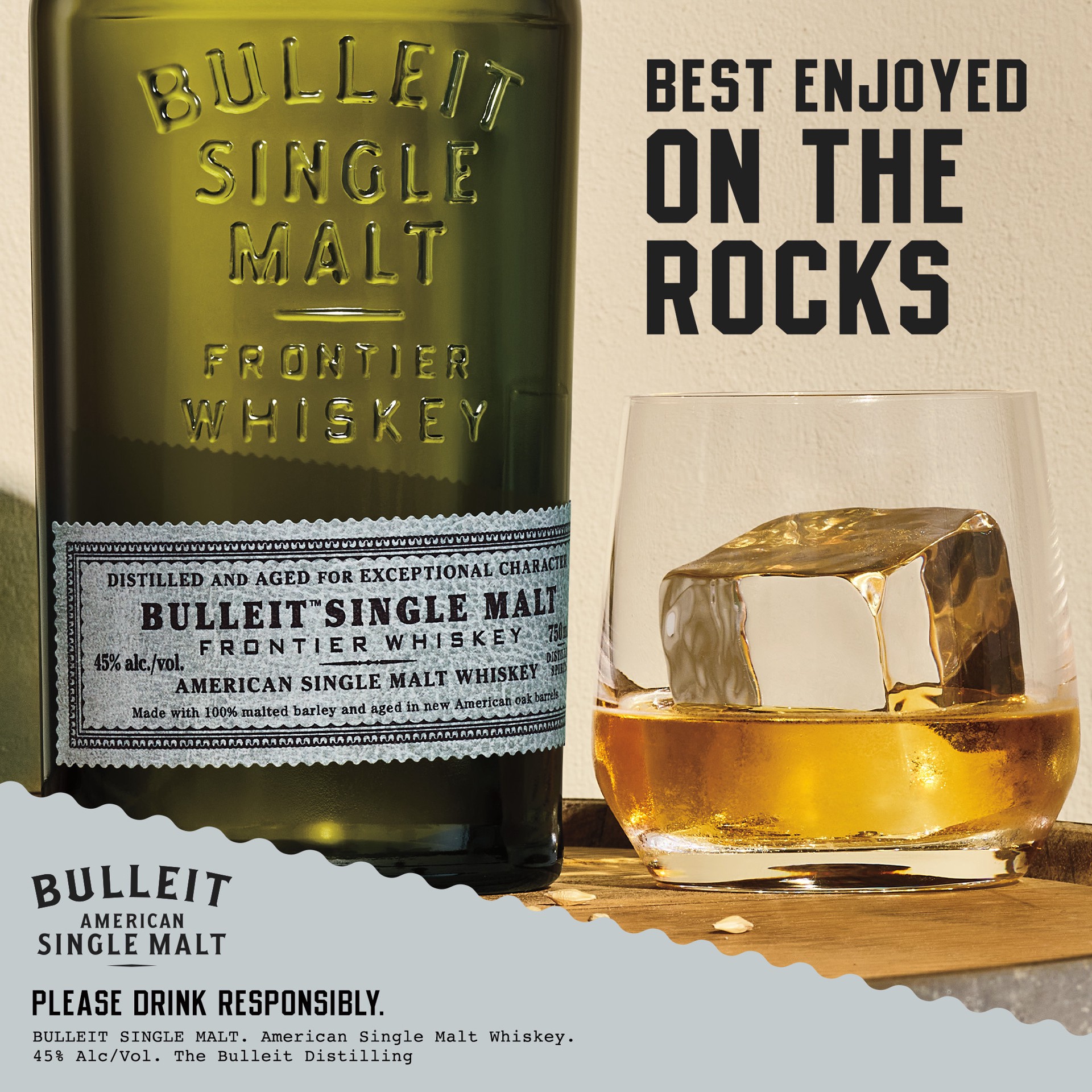 slide 2 of 5, Bulleit American Single Malt Whiskey, 750 mL, 750 ml