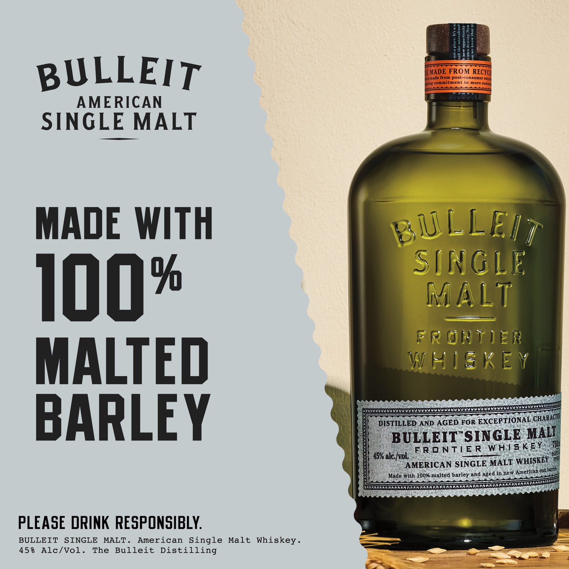 slide 3 of 5, Bulleit American Single Malt Whiskey, 750 mL, 750 ml