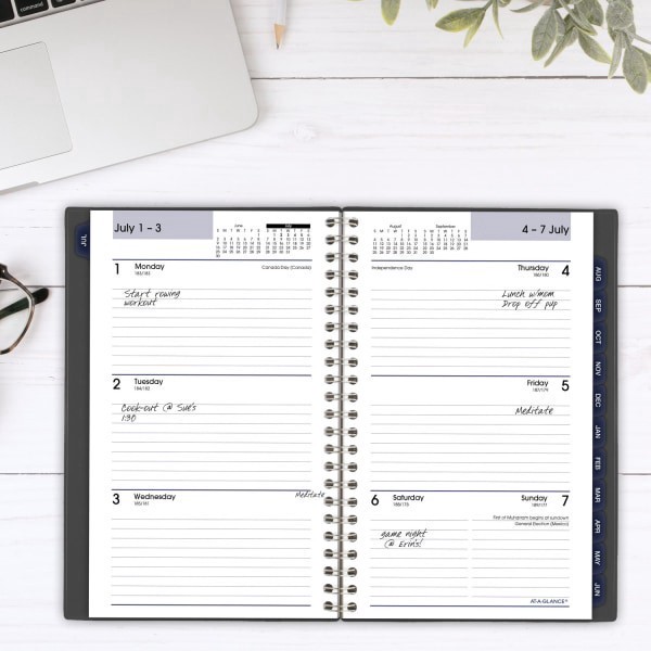 slide 6 of 8, 2024-2025 At-A-Glance Dayminder Academic Weekly/Monthly Small Planner, 5"" X 8"", Charcoal, July To June, 1 ct