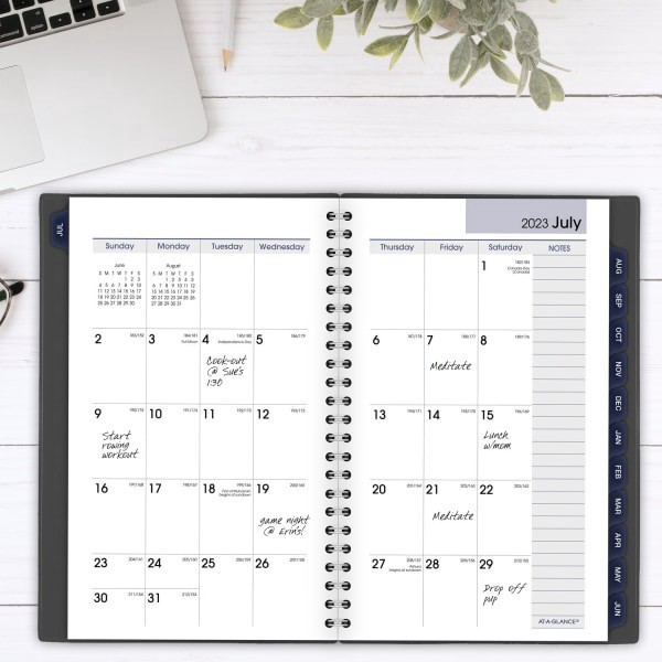 slide 2 of 8, 2024-2025 At-A-Glance Dayminder Academic Weekly/Monthly Small Planner, 5"" X 8"", Charcoal, July To June, 1 ct