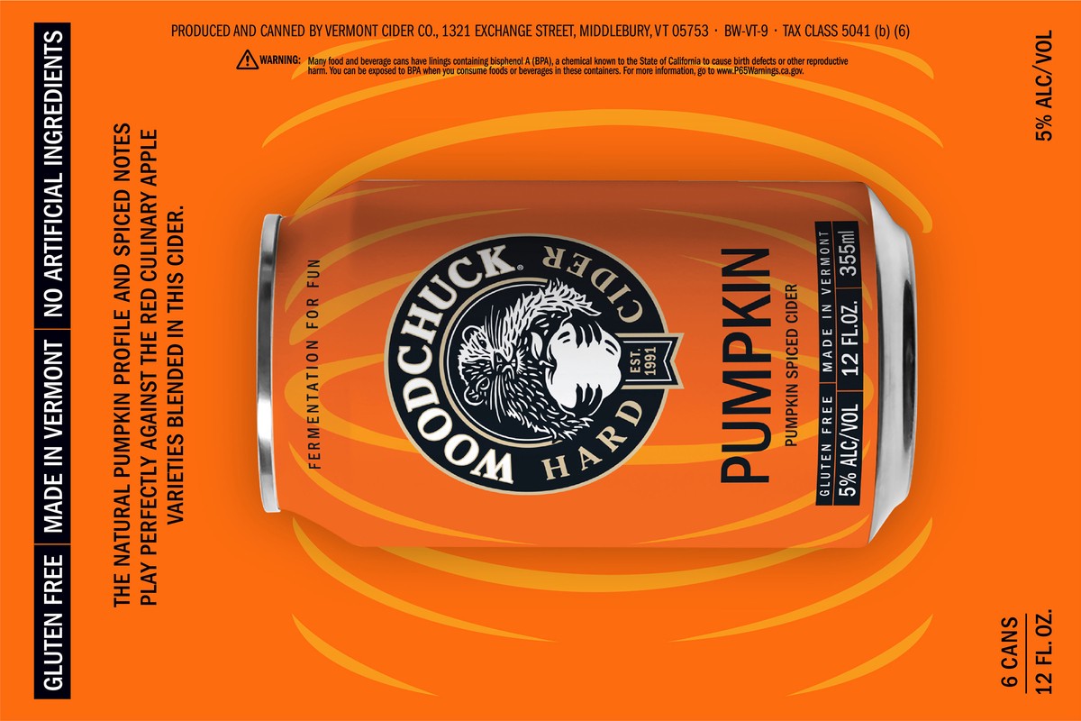 slide 7 of 8, Woodchuck Hard Cider - IN&OUT PUMPKIN 6 Pack, 12oz Can, 72 oz
