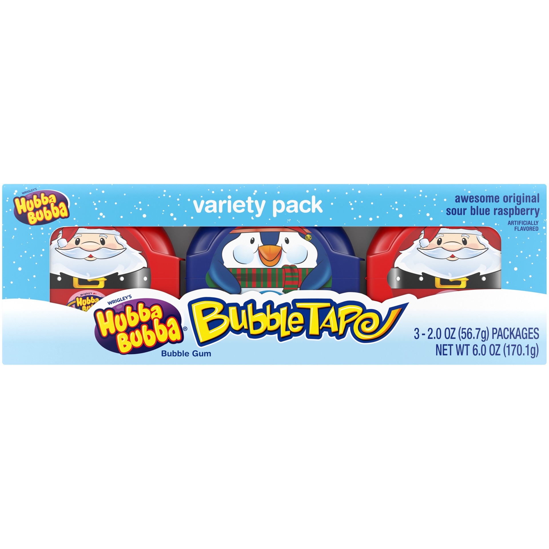 slide 1 of 6, HUBBA BUBBA Bubble Gum Christmas Candy, 3 Ct Variety Pack, 3 ct