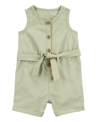 Carter's Baby Sleeveless Canvas Romper Olive 12M