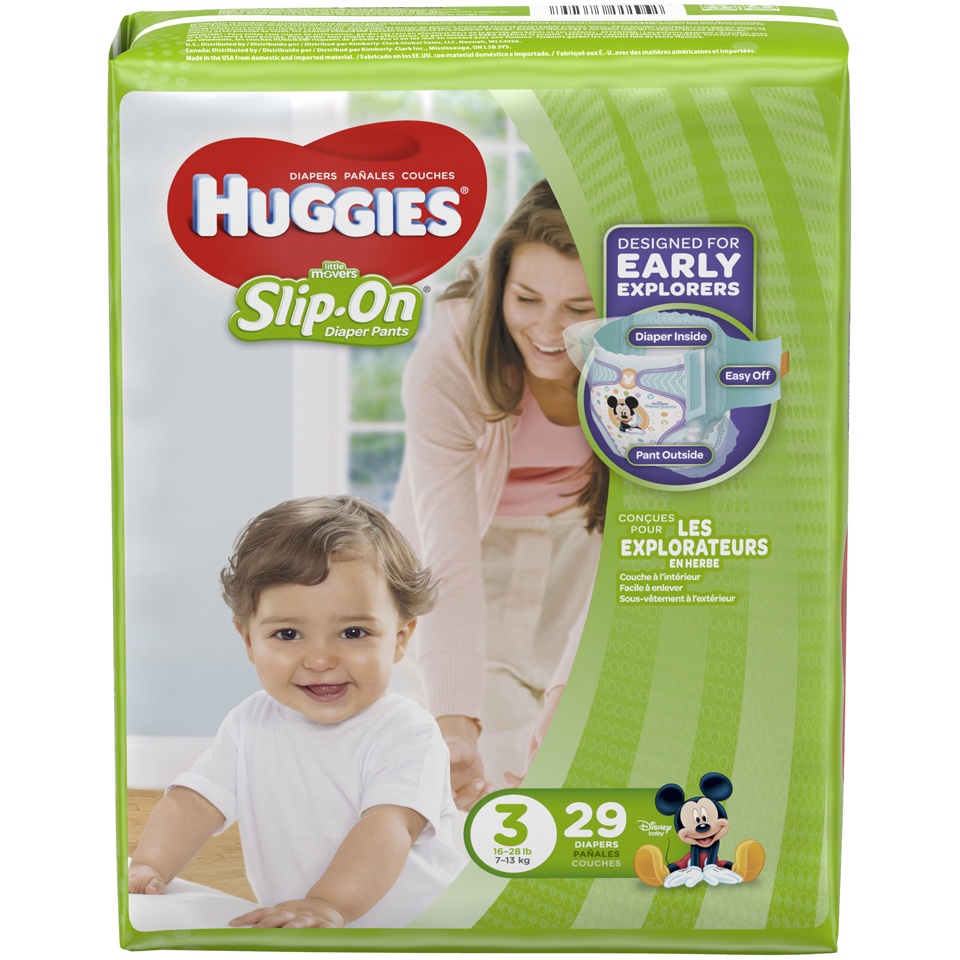 slide 1 of 1, Huggies Little Movers Slip-On Diapers Size 3, 29 ct