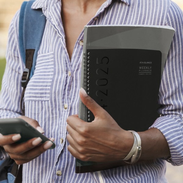 slide 9 of 10, 2024-2025 At-A-Glance Academic Weekly/Monthly Medium Planner, 7"" X 8-3/4"", Black, July To June, 1 ct