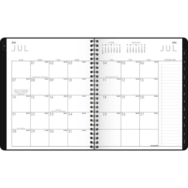 slide 5 of 10, 2024-2025 At-A-Glance Academic Weekly/Monthly Medium Planner, 7"" X 8-3/4"", Black, July To June, 1 ct