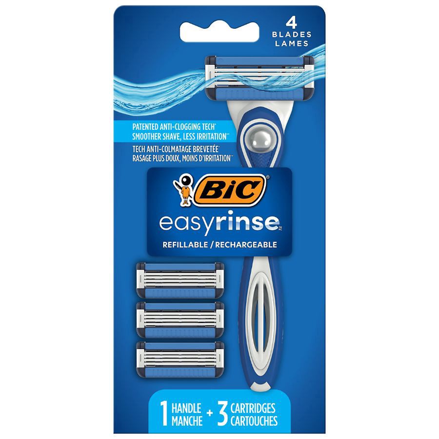 slide 1 of 1, BIC Easyrinse 4 Pieces 4 Blades Refillable Razors 1 ea, 1 ct