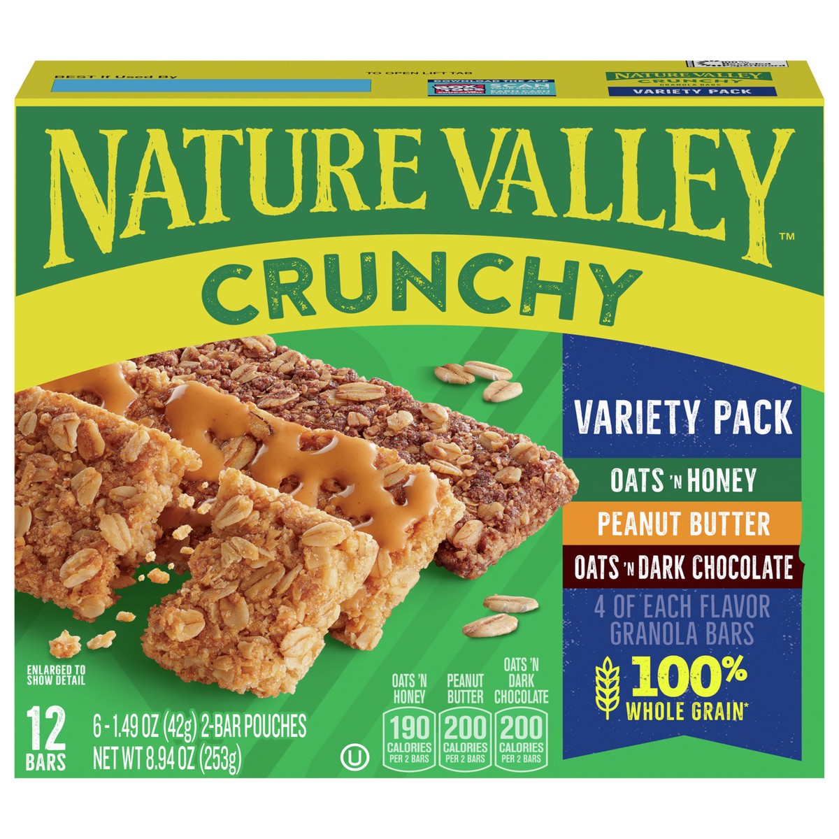 slide 1 of 11, Nature Valley Crunchy Granola Bars, Variety Pack, 1.49 oz, 6 ct, 12 bars, 8.94 oz