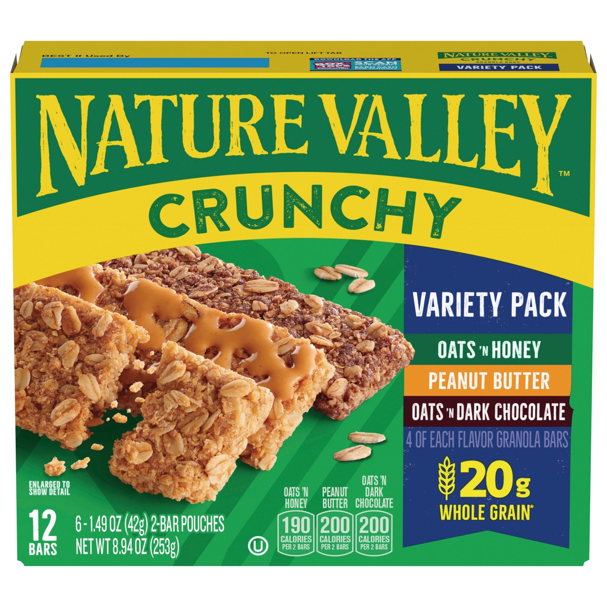 slide 1 of 11, Nature Valley Crunchy Granola Bars, Variety Pack, 12 Bars, 8.94 OZ (6 Pouches), 6 ct