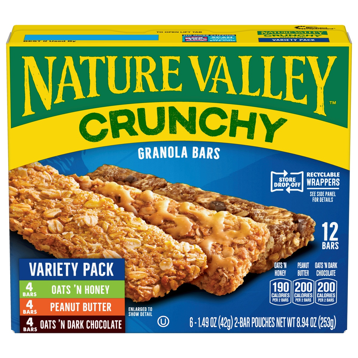 Nature Valley Crunchy Granola Bar, Oats 'N Honey, 12 Bars, 8.94 oz, Granola & Energy Bars