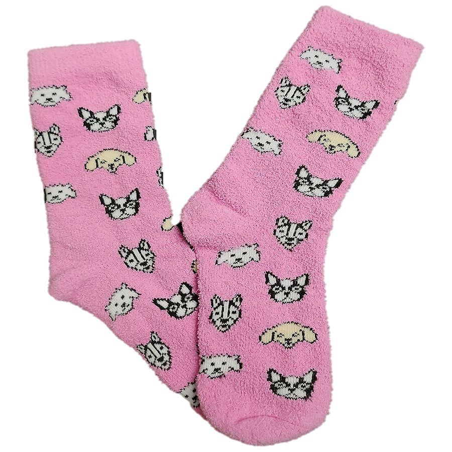 slide 1 of 1, Modern Expressions Cozy Dog Printed Socks Pink, 4 ct; 10 1pair