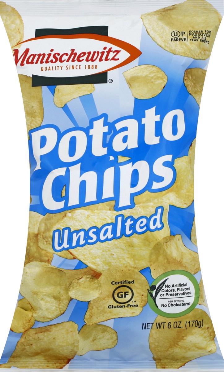 slide 5 of 5, Manischewitz Potato Chips - Unsalted, 6 oz