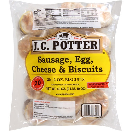 slide 1 of 1, J.C. Potter Sausage Egg Cheese Biscuits, 40 oz