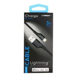 Custom Accessories Carbon Xt Black Duracord Lightning Cable, 3 ft