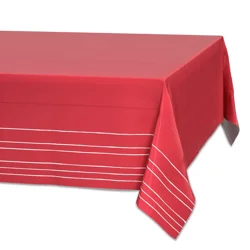American Greetings Plastic Table Cover, Red with White Stripes