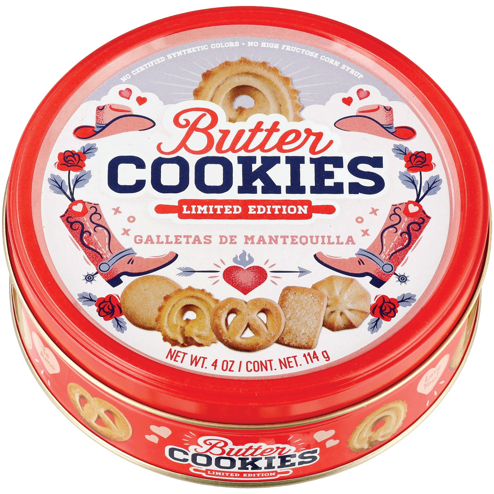 slide 1 of 1, H-E-B Butter Cookies Holiday Tin, 4 oz