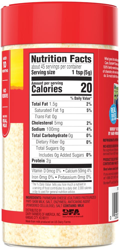 slide 2 of 2, Borden Grtd Parm & Romano, 8 oz