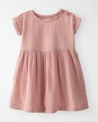 Littleplanet Toddler Organic Cotton Gauze Dress Rose 2T