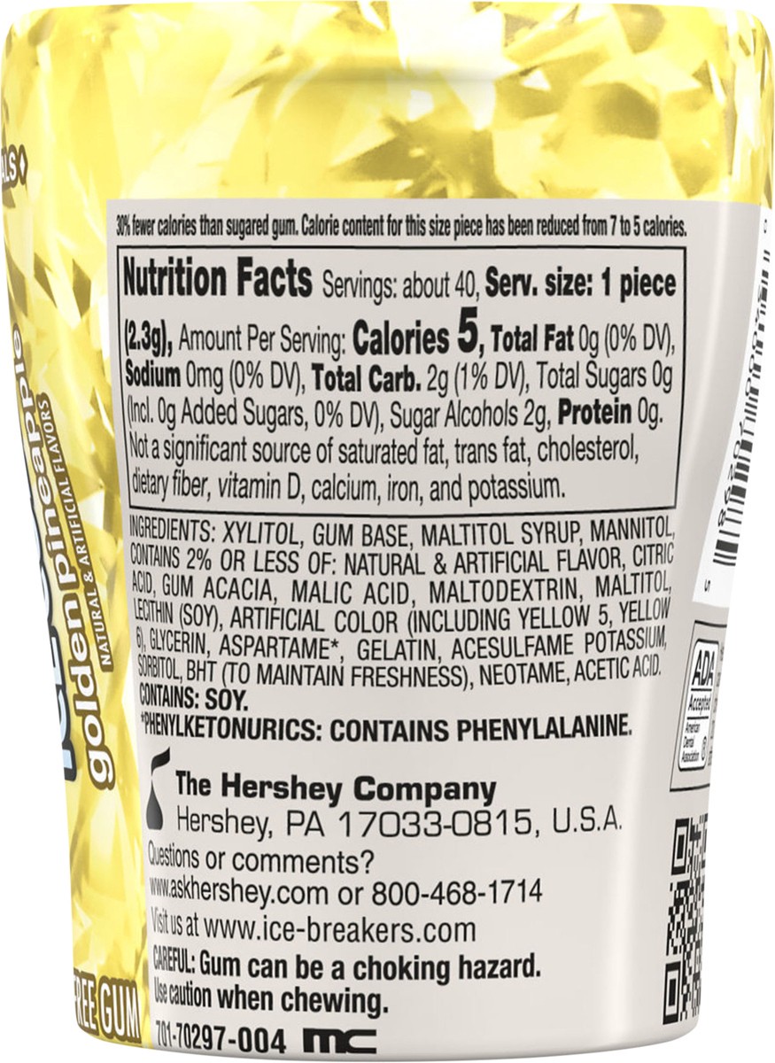 slide 3 of 10, ICE BREAKERS Ice Cubes Golden Pineapple Sugar Free Chewing Gum Bottle, 3.24 oz (40 Pieces), 3.24 oz