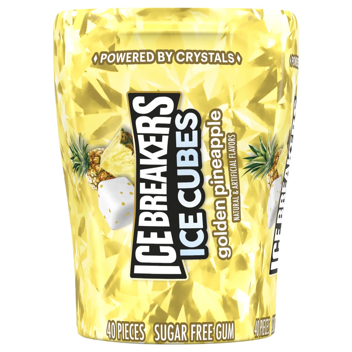 slide 1 of 10, ICE BREAKERS Ice Cubes Golden Pineapple Sugar Free Chewing Gum Bottle, 3.24 oz (40 Pieces), 3.24 oz