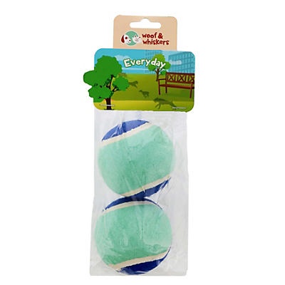 slide 1 of 1, Woof and Whiskers Tennis Ball Dog Toys, 2 ct