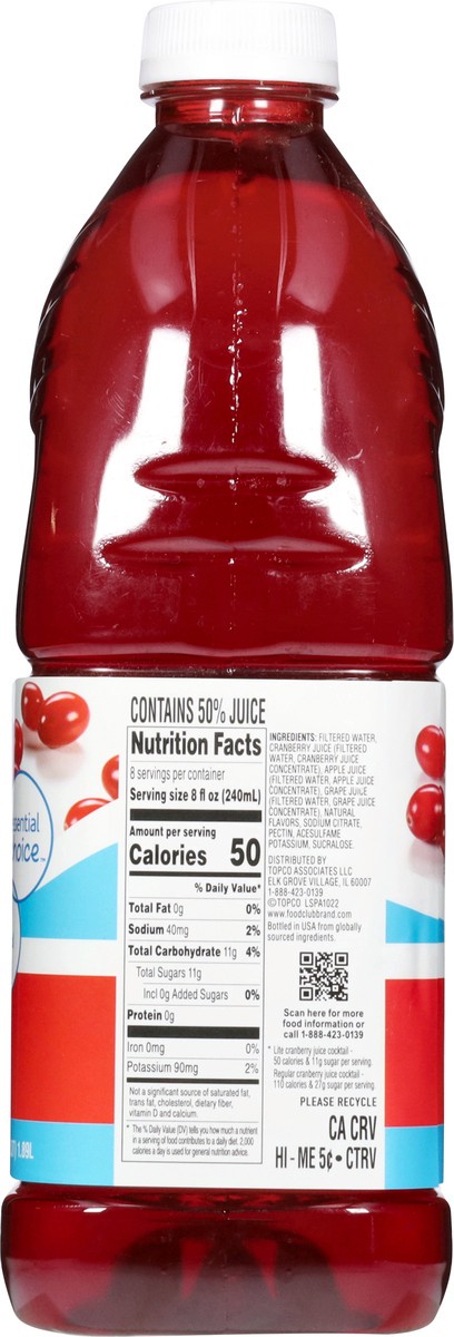 slide 6 of 15, Food Club Lite Cranberry Juice Cocktail - 64 fl oz, 64 fl oz