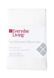 Everyday Living 200 Thread Count Cotton/Polyester Pillow Case - 2 Piece - Bright White