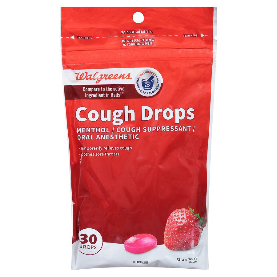 slide 1 of 5, Walgreens Cough Drops Strawberry, 30 ct