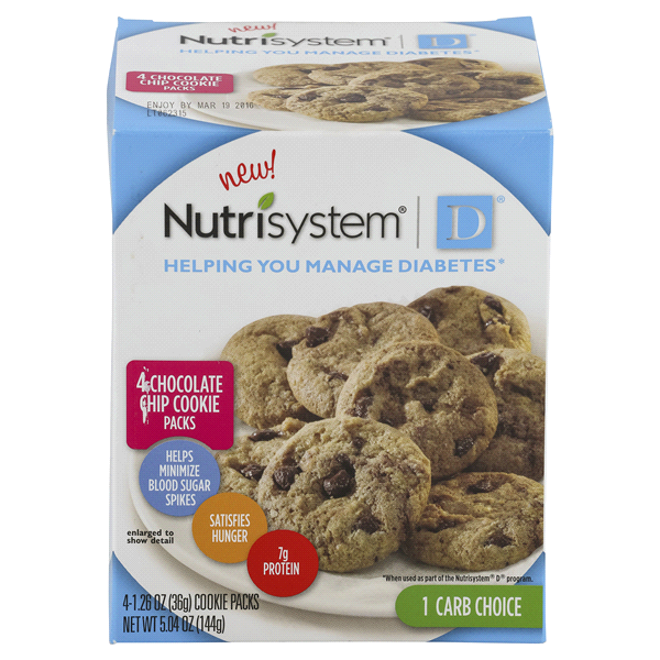 slide 1 of 1, Nutrisystem D Chocolate Chip Cookies, 4 ct